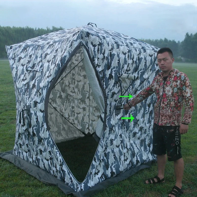 Outdoor Winter Fishing Tent Flame Retardant Windproof Oxford Padded Warm Snow Fishing House Winter Fishing Sauna Tent