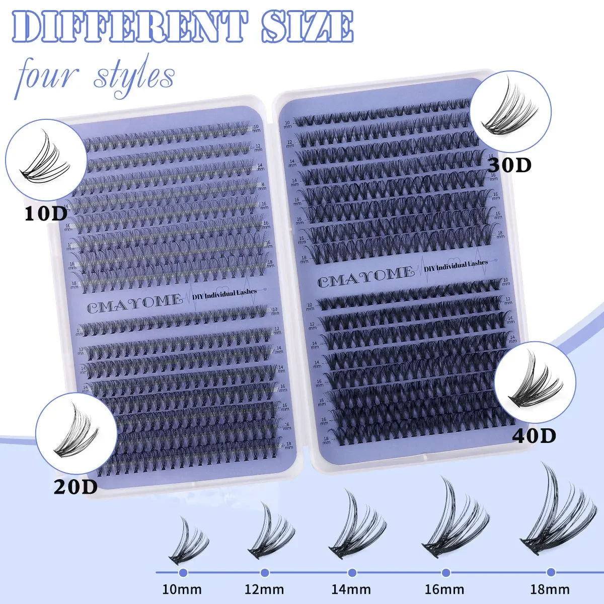 False Eyelash Extension Set 10-18mm with Sealing Liquid Tweezers, Multiple Hairs, Single Tuft Eyelashes.