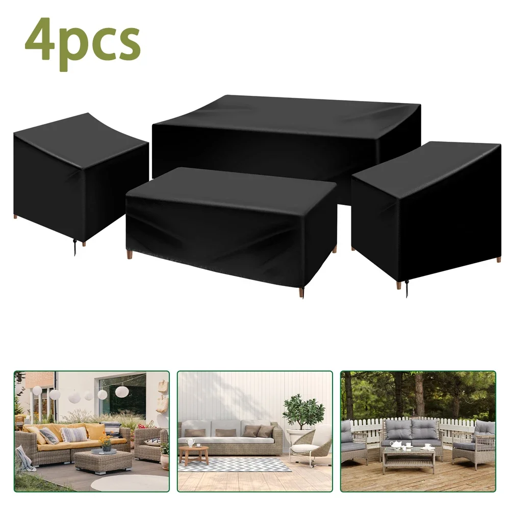 4Pcs Patio Furniture Cover Set Heavy duty Waterproof Patio Furniture Cover Oxford Cloth Outdoor Furniture Cover with Drawstring