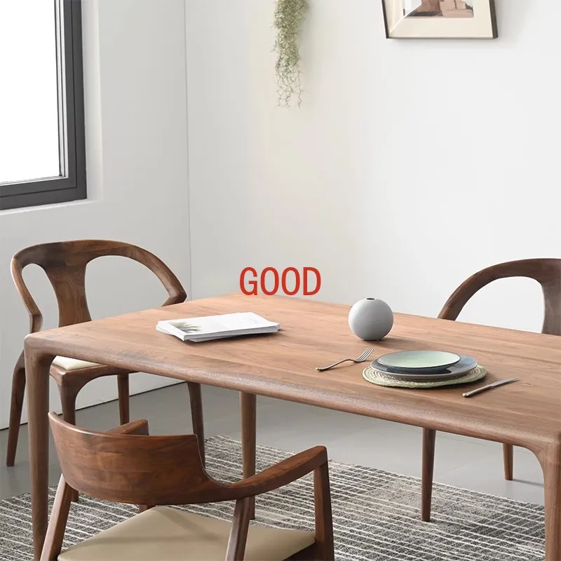 Light Retro Black Walnut Wooden Dining Table Simple Dining Tables