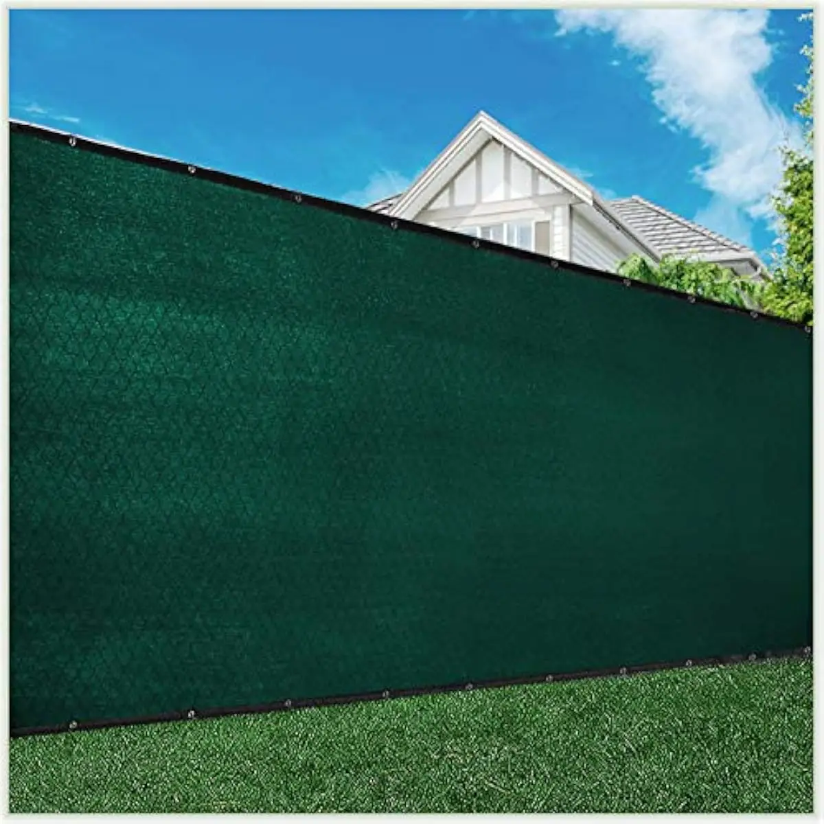 HDPE Privacy Screen 600 in L x 96 in W Green Wind Barrier 90% Light Block UV Resistant 170 GSM Virgin Material Reinforced Bindin