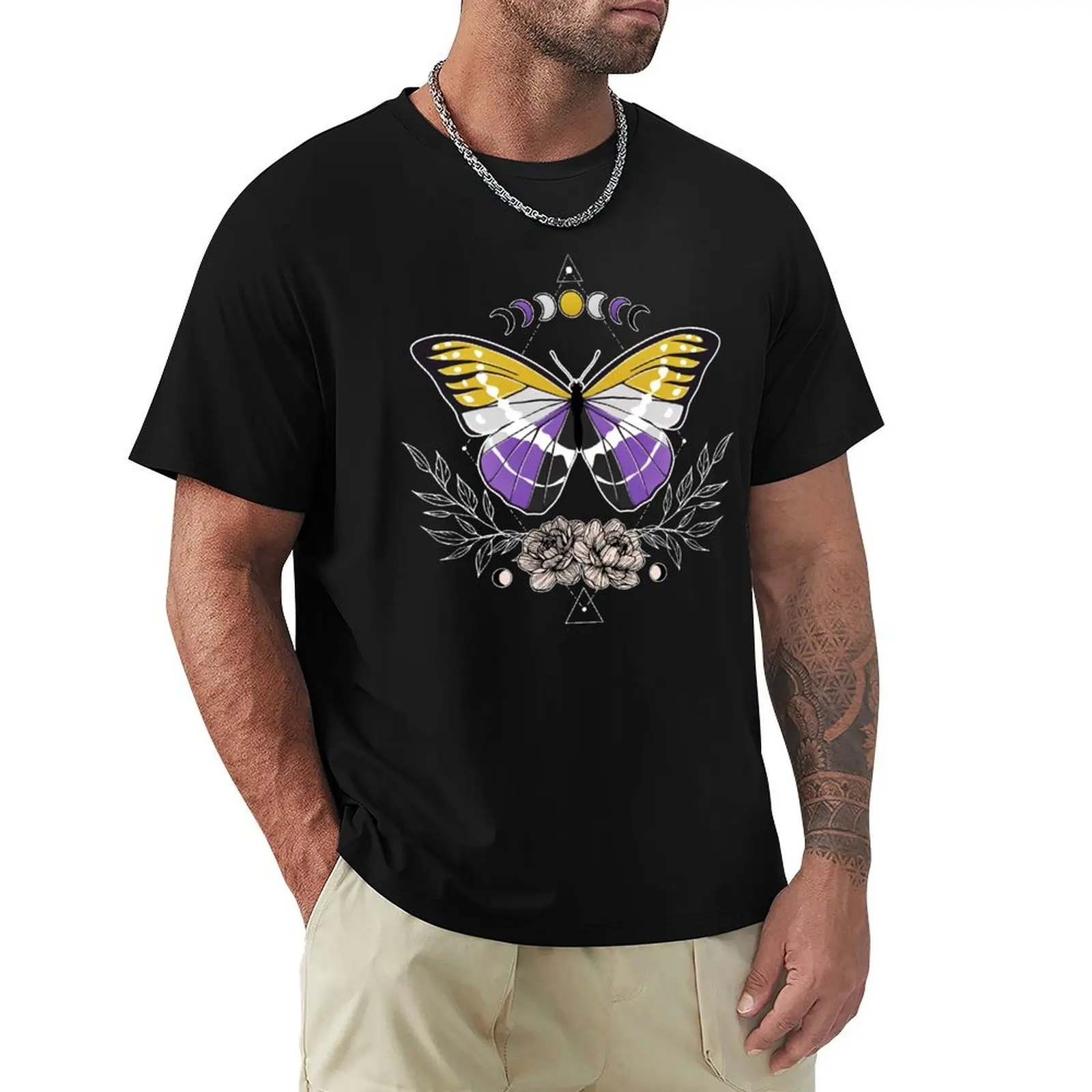 

Nonbinary Butterfly LGBT Pride Flag T-Shirt shirts graphic hippie clothes anime shirts men