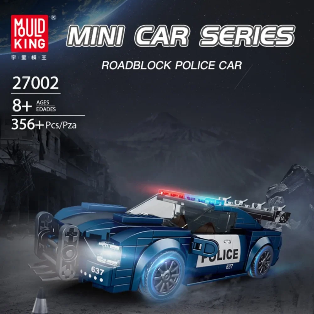 Mould King Roadblock Police Car Adult Model Car with Display Case Toys  Building Blocks Set Simulation Racing Car Boys  Gift