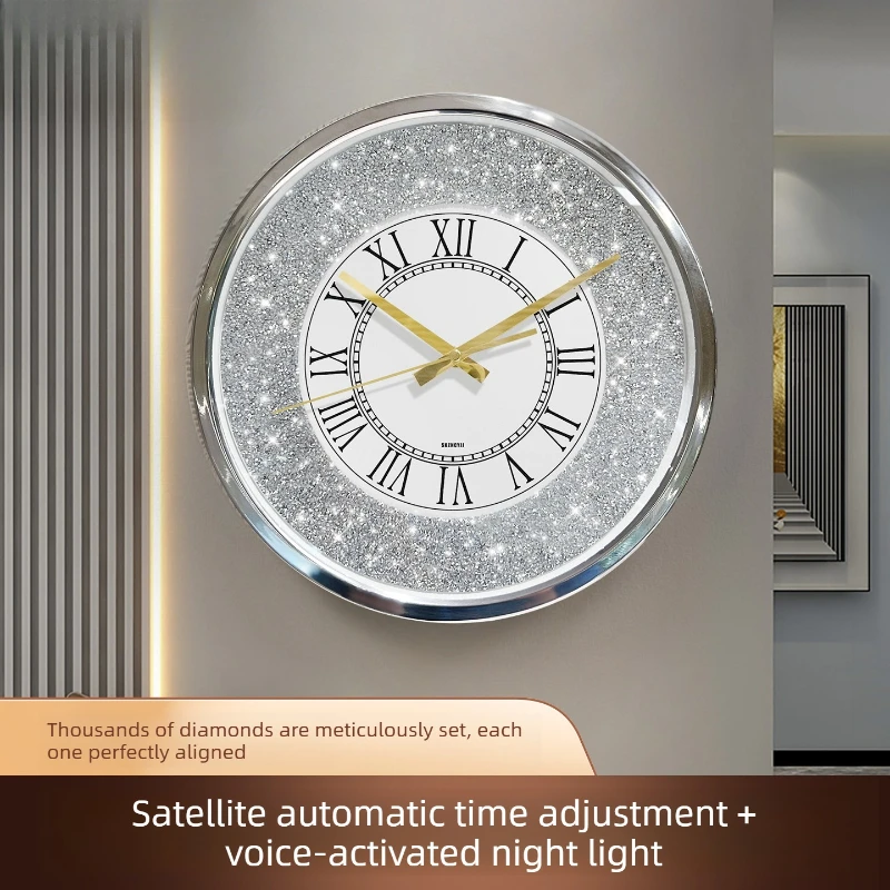 Bright Shining Wall Clock Intelligent Voice Activated Luminous Living Room High End Luxury Clocks Home Living Room Decoration