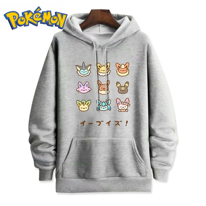 Pokémon Handheld Game Eeveelution Printed Hoodie for Men and Women Autumn/winter New Y2K Harajuku Plus Size Casual Sweater Top