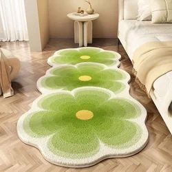 Irregular Three Flowers Bedroom Bedside Carpet Minimalist Cute Girl Room Carpet Solid Color Flower Strip Rug Soft Velvet Rugs IG