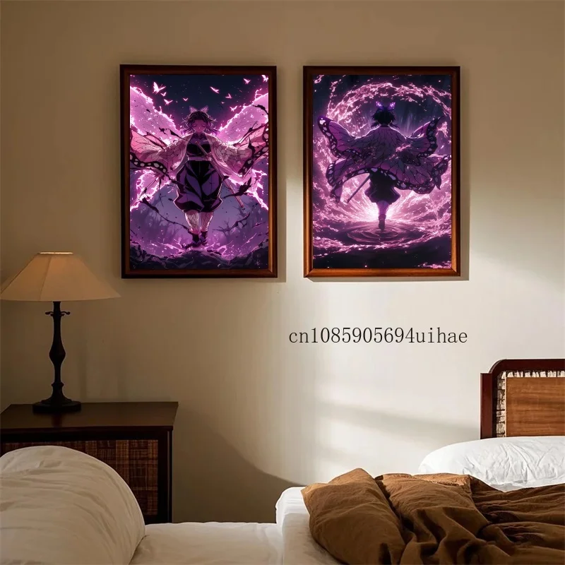 Anime demon slayer kamado tanjirou nezuko personagem cartazes arte da parede imagem moderna casa decoração do quarto das crianças pintura em tela