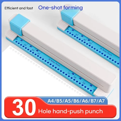 Nuevo perforador de 30 agujeros A4 B5 A5 B6 A6 B7 A7 papel DIY perforado de empuje manual papelería escolar planificador de cuaderno de hojas sueltas