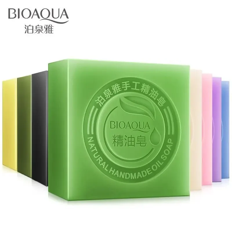 BIOAQUA Natural Essential Oil Soap Bamboo Charcoal Goat Milk Soap Honey Rose Jasmine Lavender Soap