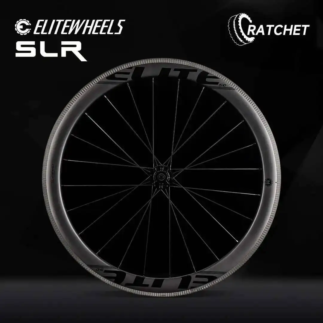 

ELITEWHEELS Карбоновые колеса 700c Шоссейный велосипед 3K Саржевая тормозная поверхность Клинчер Бескамерная система с храповым механизмом 36T Прямая ступица SLR