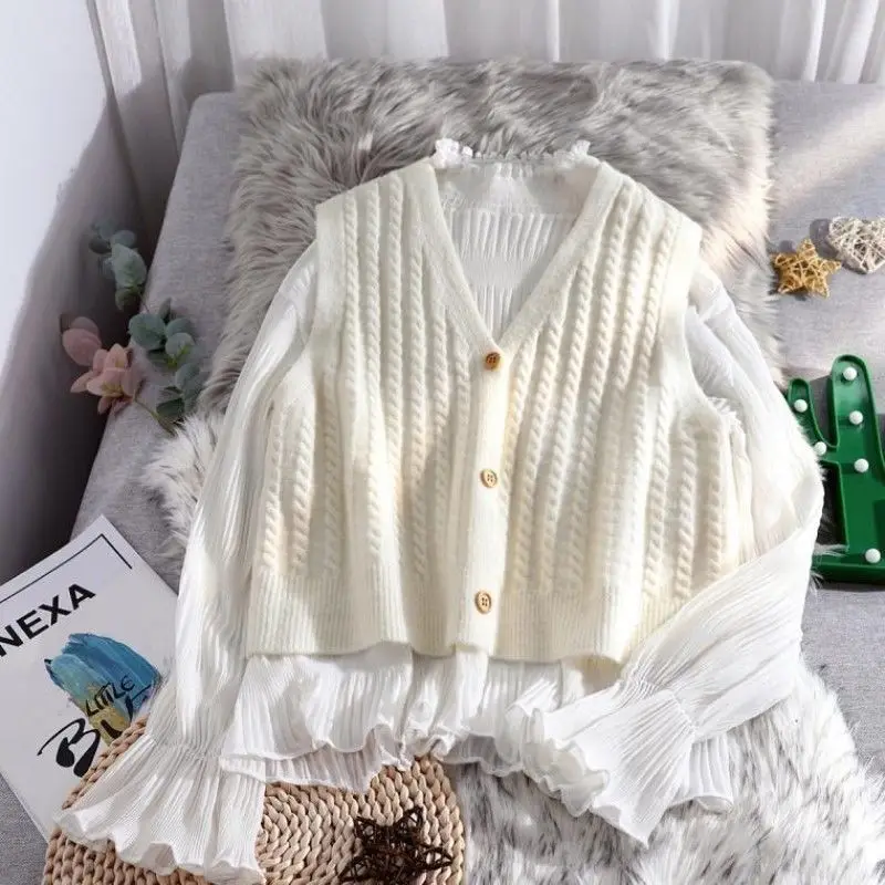 Sweater Vest Women Patchwork Folk Style Simple Retro Fashion Loose All-match Elegant Ins Cozy Pockets Casual Ulzzang New Daily