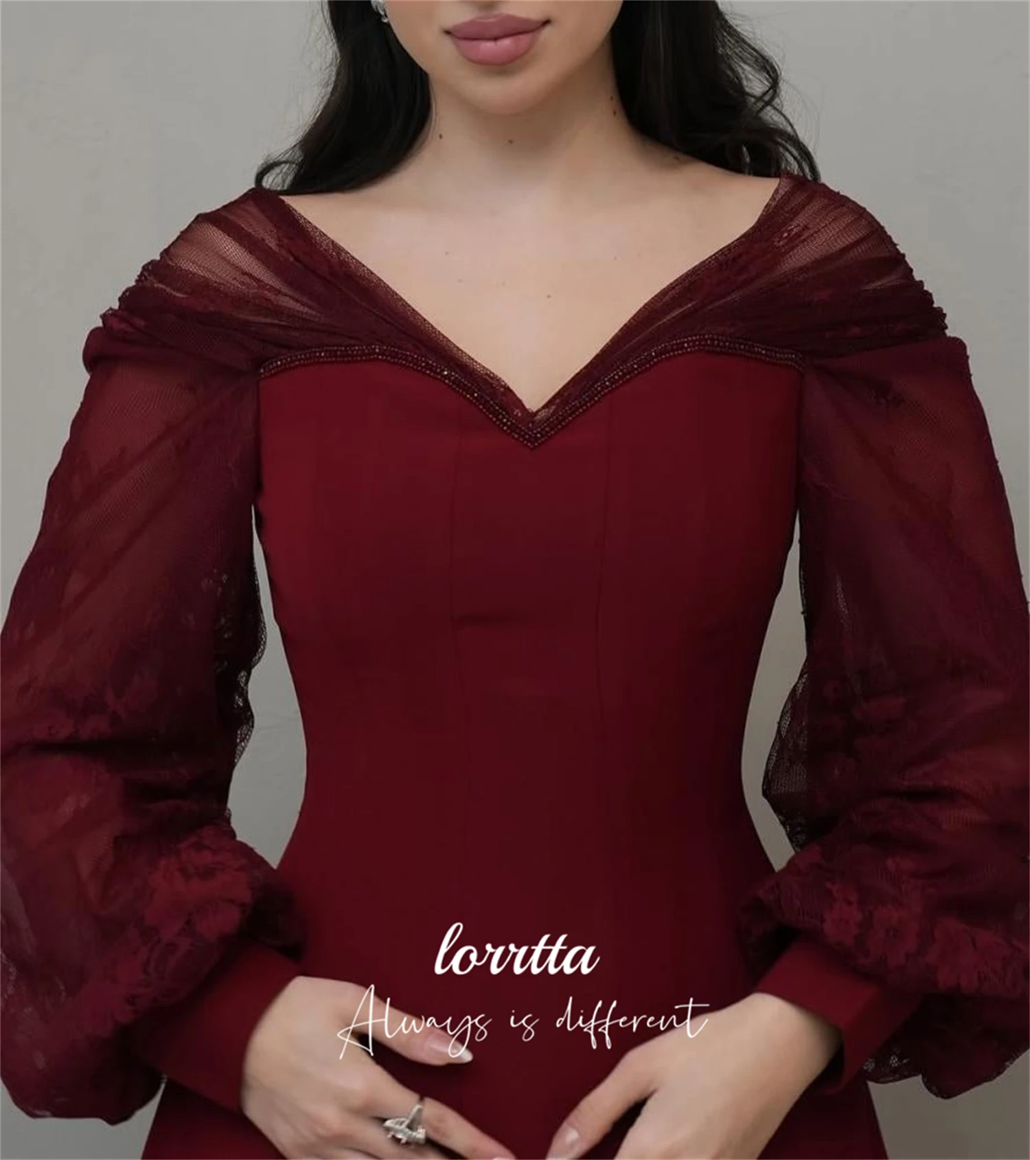 Lorrtta vestido de fiesta personalizado vestidos de cumpleaños de lujo 2025 vestido de invitados de boda mujer Grace Claret vestidos de baile de manga larga graduación