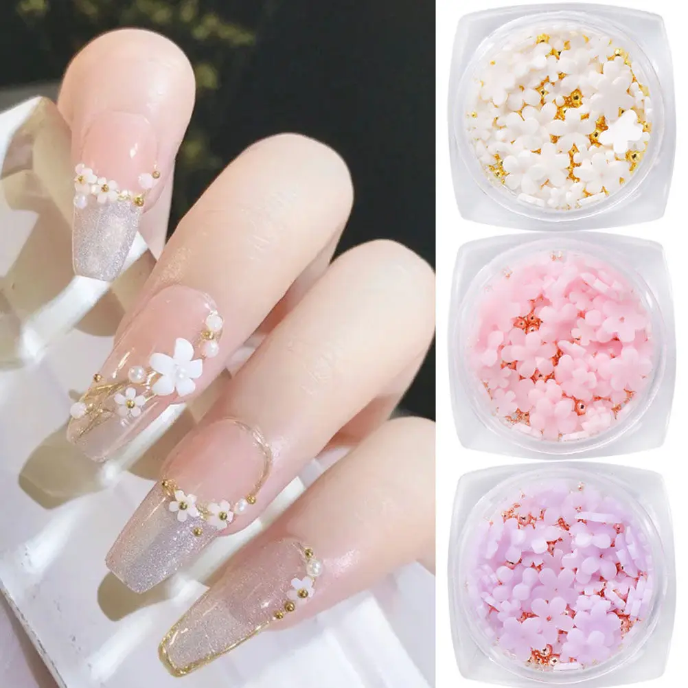 

6 коробок стальных бусин-цветов, меняющих цвет, для дизайна ногтей, DIY, инструменты для маникюра, украшения для ногтей, декор для маникюра, цветочные декорации для девочек