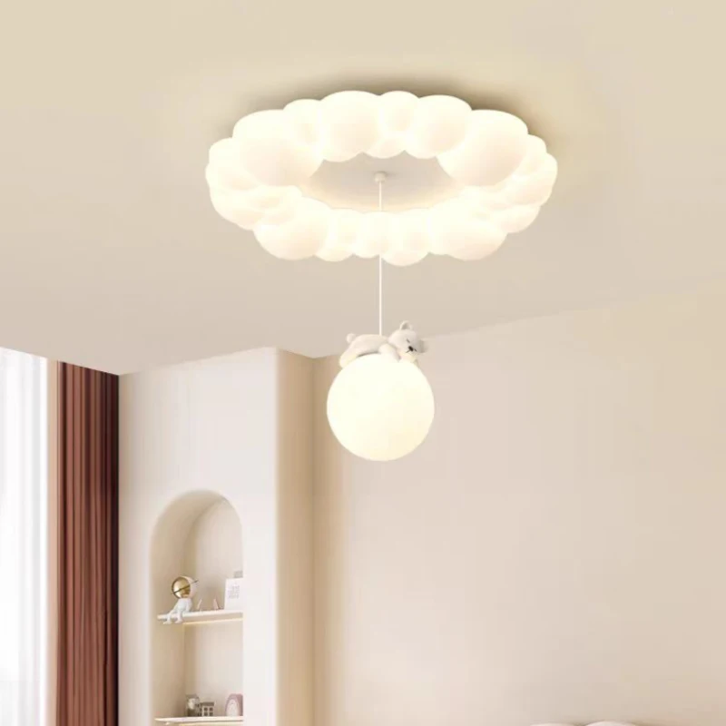 Children\'s Room Cloud Ceiling Lights Bubble Cloud White Bear Light Modern Warm Baby Room Nursery Boy Girl Bedroom Ceiling Lamps