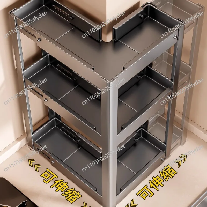 Retractable Corner Seasoning Shelf, Multi-functional Corner Seasoning Storage and Placement on The Countertop