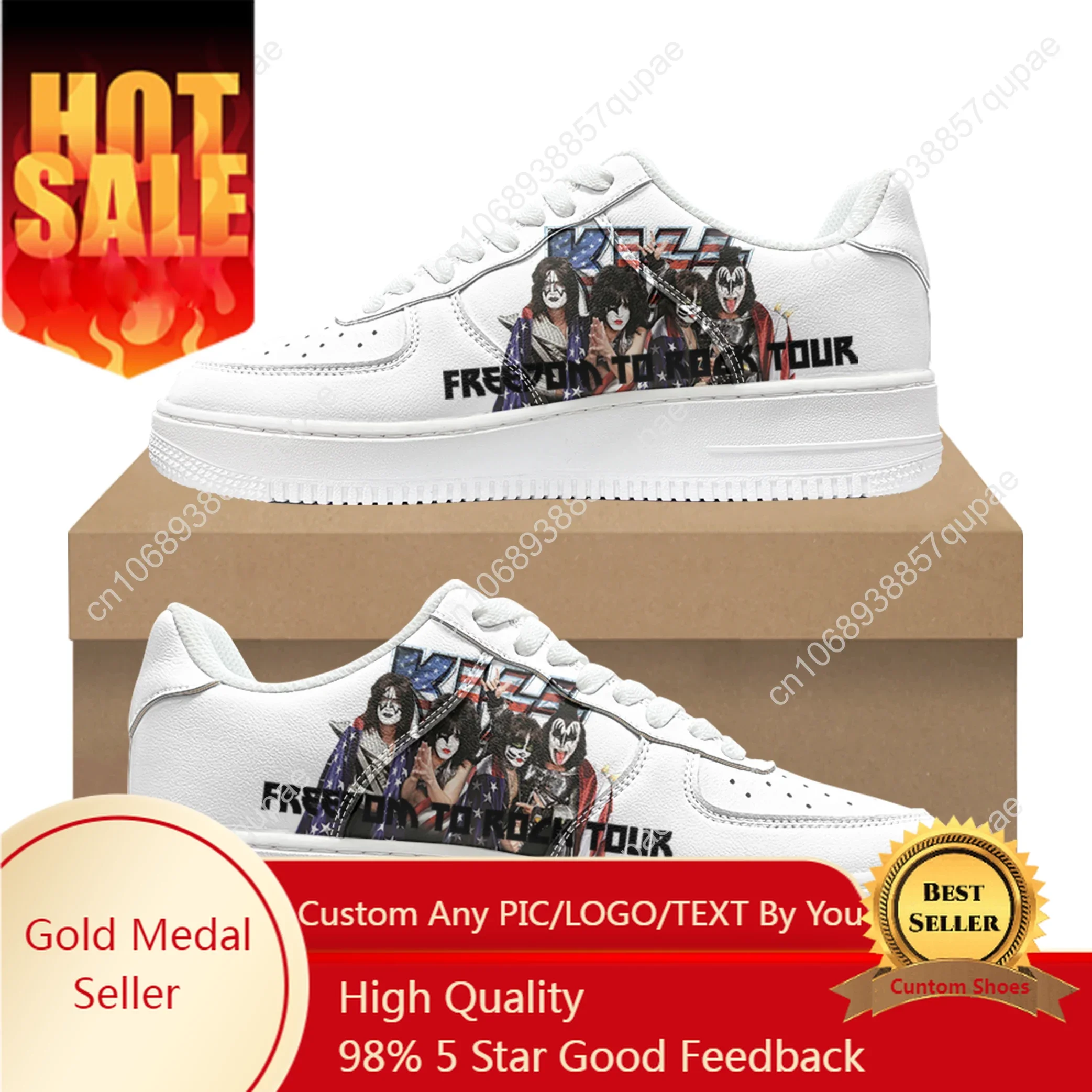 

Kiss Heavy Metal Rock Band Music Shoes Air Basketball Mens Womens Running Sports Flats Force Sneakers Lace Up Mesh Custom Shoe