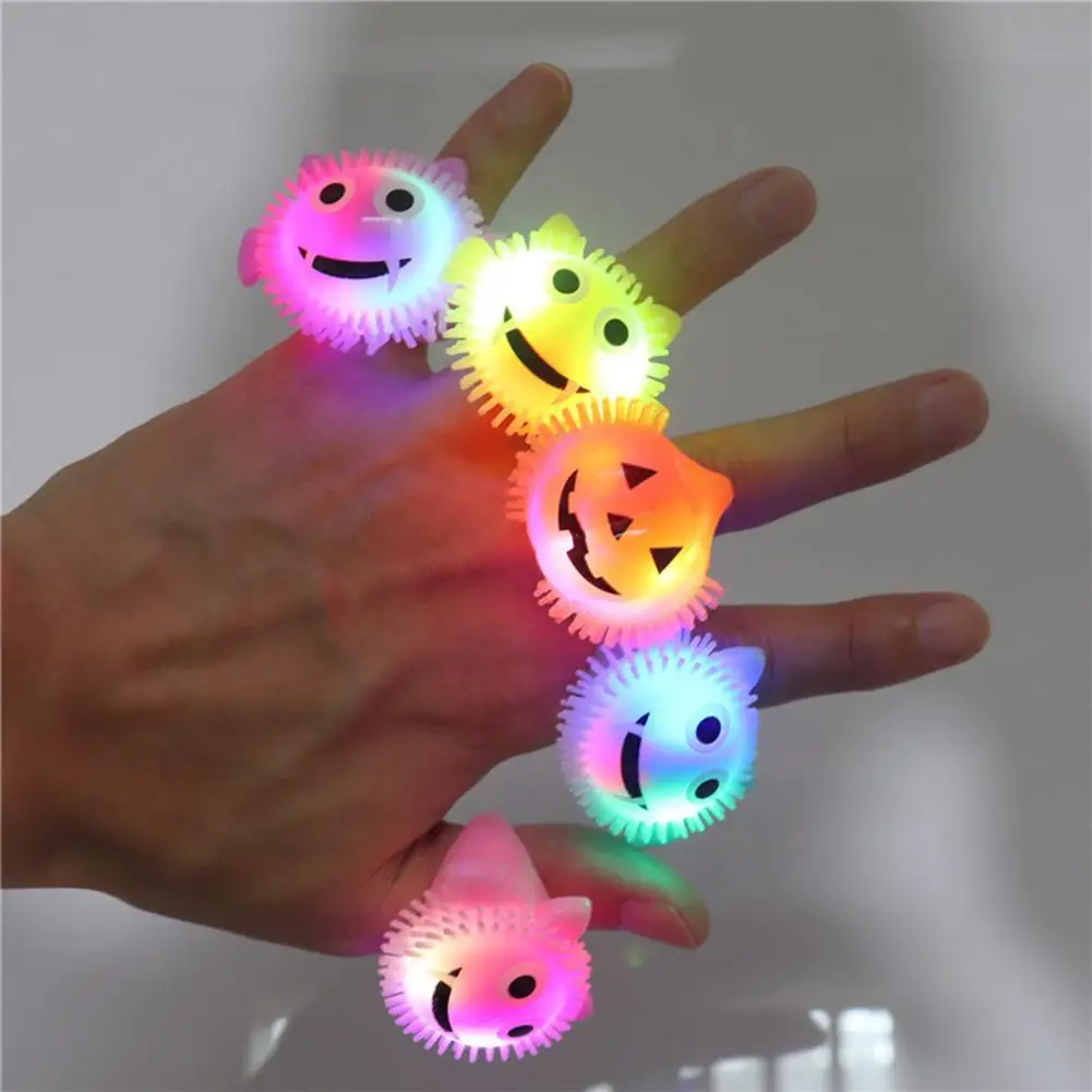 

LED Light Halloween Ring Colorful Glowing Ring Mini Halloween Glowing Ring Halloween Christmas Party Decoration