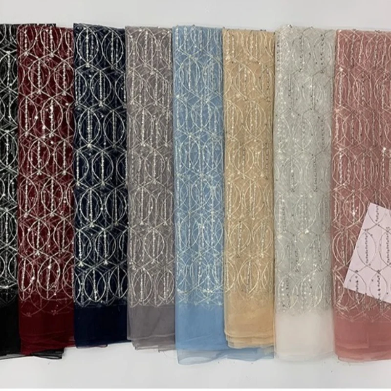

French fashion mesh fabric, African high-quality exquisite sequins of various sizes with random patterns and sequin embroidery