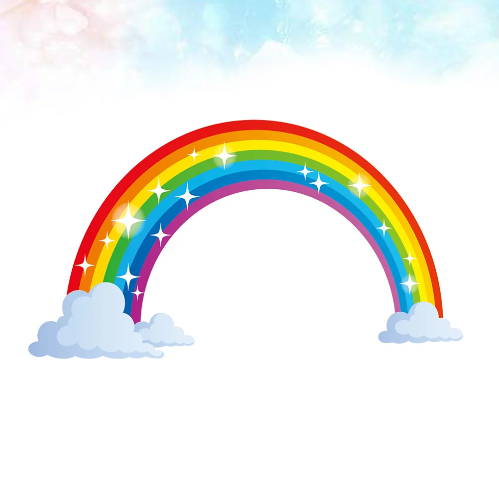 Cartoon Rainbow Pattern Wall Decal PVC Light Reflecting Wall Stickers Removable Decals Wallpaper for Sitting Children Room Kinde