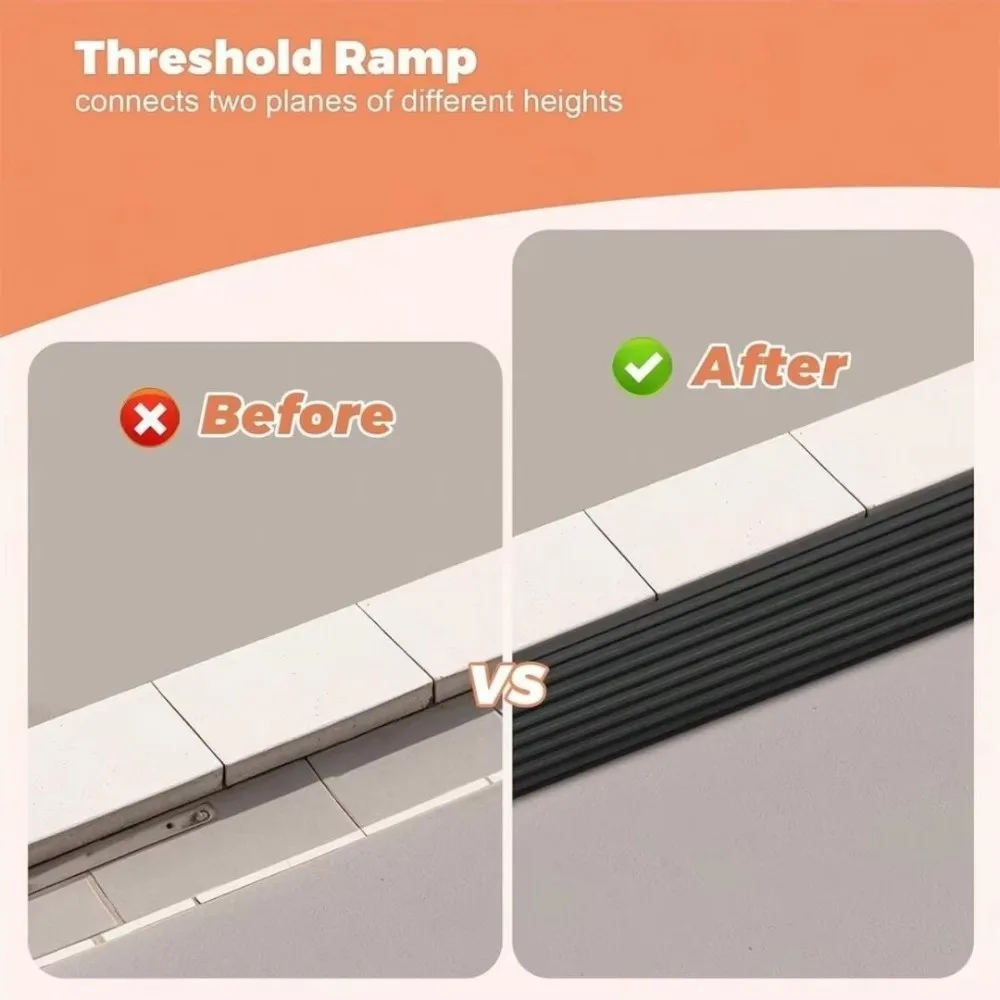 Self-Adhesive Ramp Mat Non-Slip Multi-Purpose Floor Transition Strip Easy Install 90x5cm Door Threshold Ramp Home