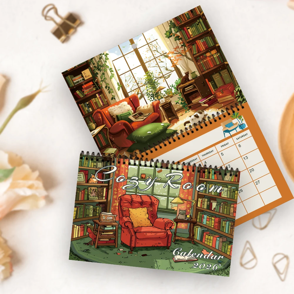 

1pc, 2026 Whimsical Theme Calendar - Warm and Healing, 12 Unique Designs, Wall Calendar, Birthday, Christmas, New Year Gift