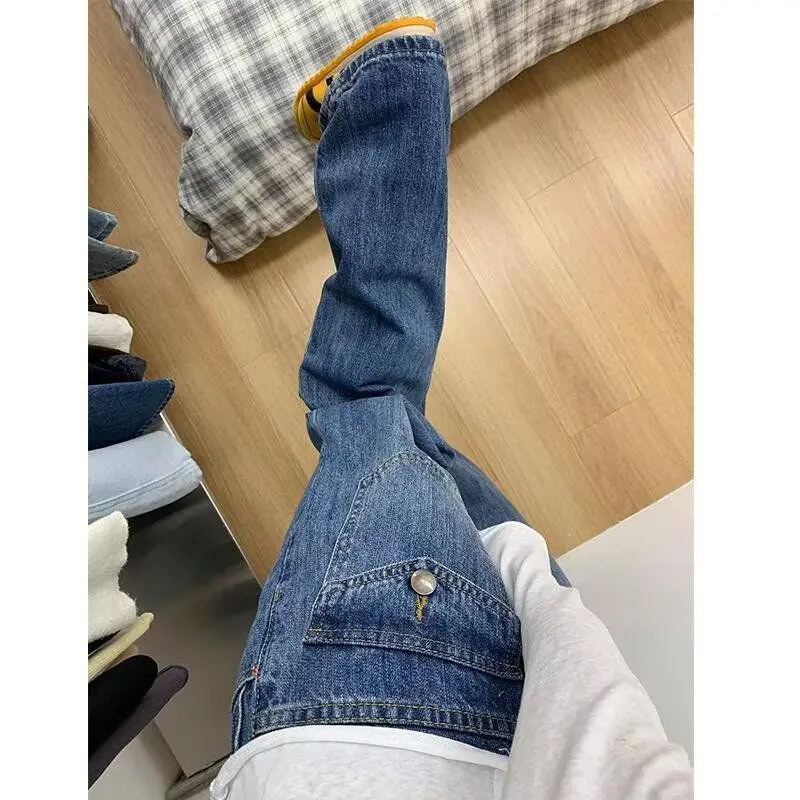 

High Waist Straight Leg Retro Denim Jeans Women's Loose Fit Slimming Wide Leg Pants Autumn 2026 New Style Casual Blue Cotton ...