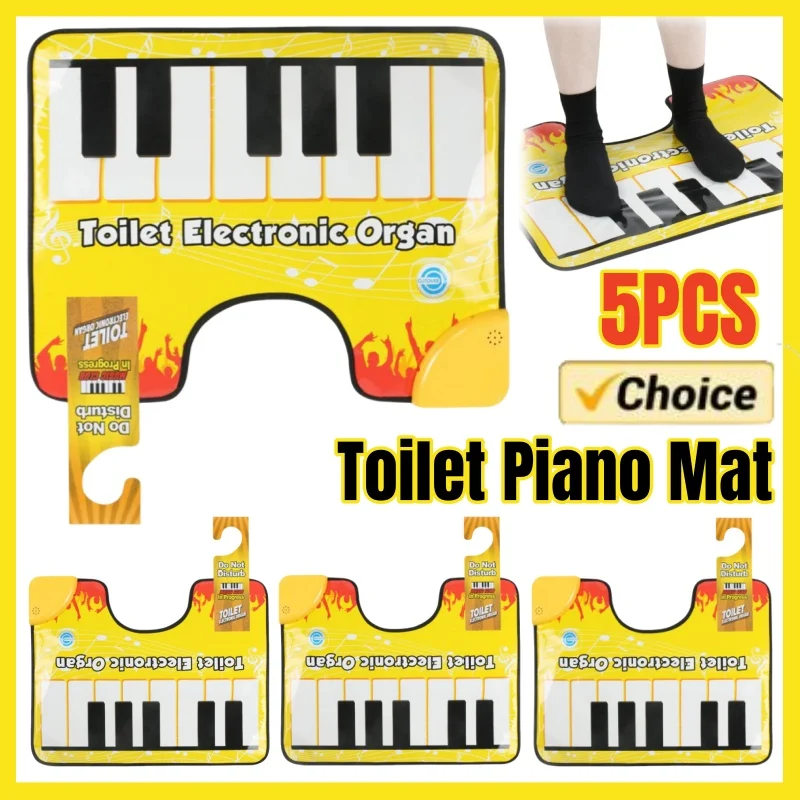 Toilet Piano Mat Novelty Potty Piano Sounding Carpet Bathroom Rug Electronic Piano Toe Tapping Musical Keyboard Floor Rug Toys