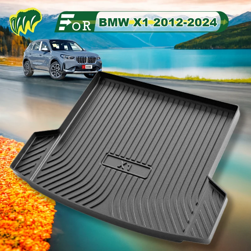 

For BMW X1 2012-2024 TPE Custom Fit Car Trunk Mat All Season Black Cargo Mat 3D Shaped Laser Measured Trunk Liners