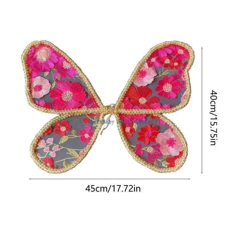 BX0D Fantasy Flower Wing البوليستر الجناح الدانتيل للأطفال تحت عنوان الحدث والتقاط الصور