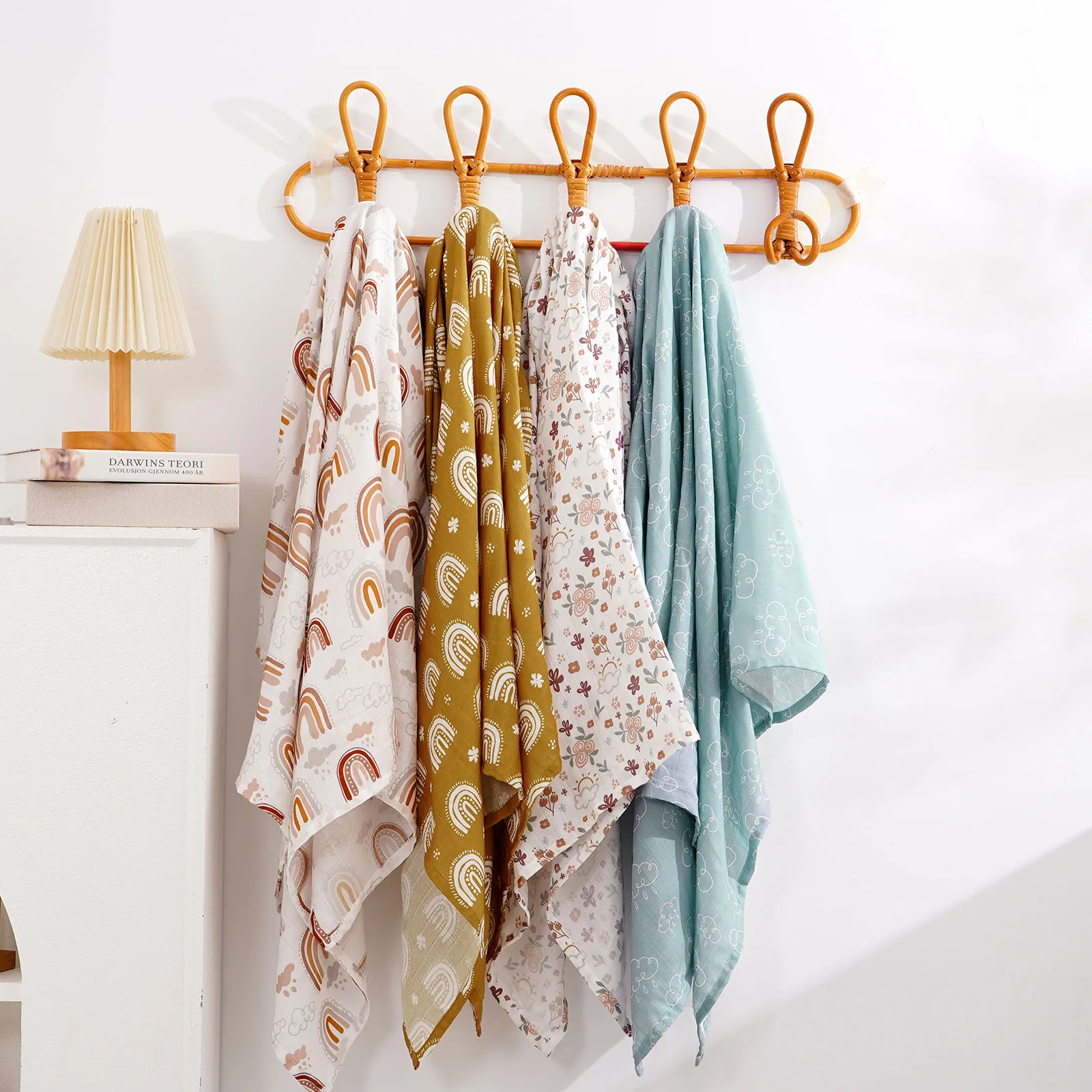 4 pçs/set bebê musselina swaddle cobertor toalha de banho macia para recém-nascido algodão de bambu infantil saco de dormir envoltório 120*110cm