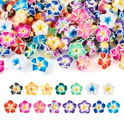 120Pcs 3D Flower Plumeria Handmade Polymer Clay Beads for DIY Summer Hawaiian Necklaces Bracelets Earrings Jewelry Making