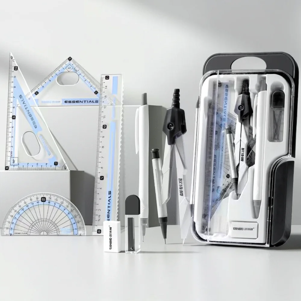 Math Geometry Compass Set For Students School Drafting Drawing Tools Professional Ruler Measuring Supplies Exam Stationery Kits