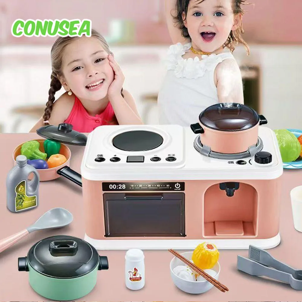 Kinderkeuken Speelgoedspeelset Miniatuur Voedsel Meisjesspeelgoed Speelhuis Fornuis Pot Doe alsof koken voor peuter Kerstverjaardagscadeaus