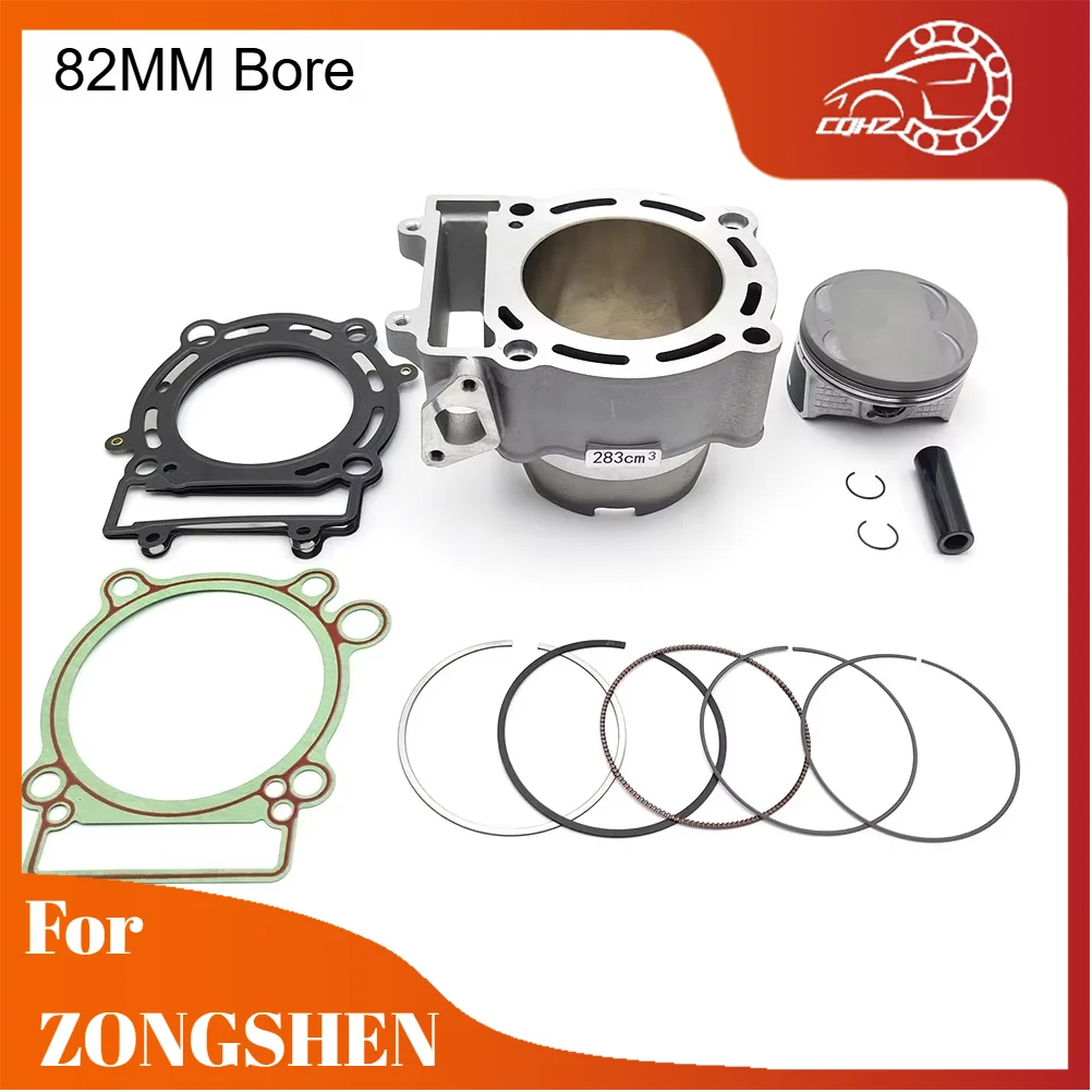 CQHZJ Motorcycle Engine Cylinder Kit 82MM Air Cylinder Block Piston Ring Pin Head Base Gasket Set For ZONGSHEN NC300S 300CC