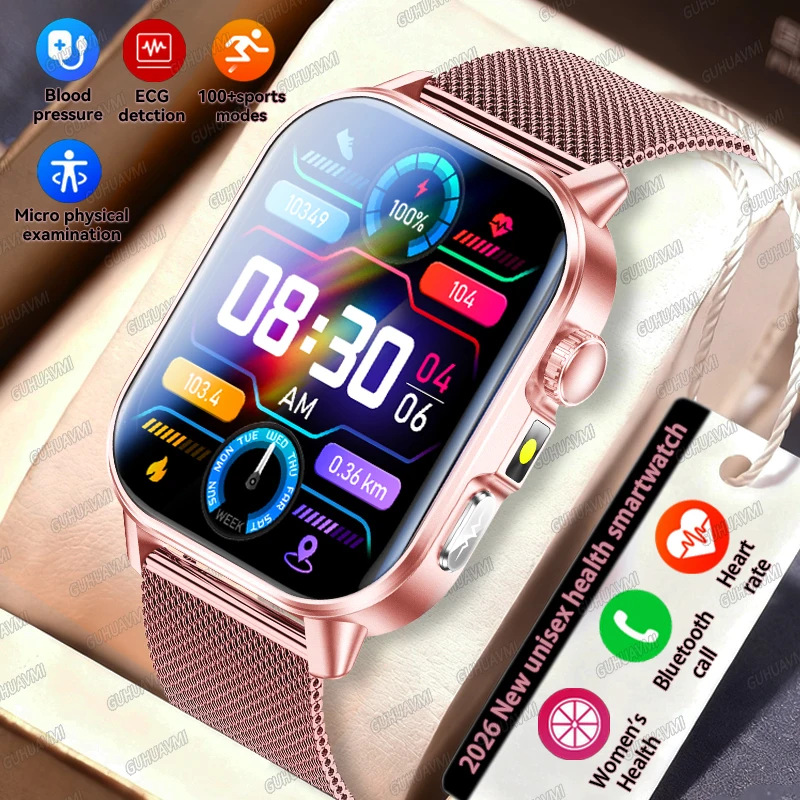 GUHUAVMI 2026 New Precise Health Care SmartWatch ECG+HRV Uric Acid Blood Lipids Emotional Perception  Bluetooth Call Smartwatchs