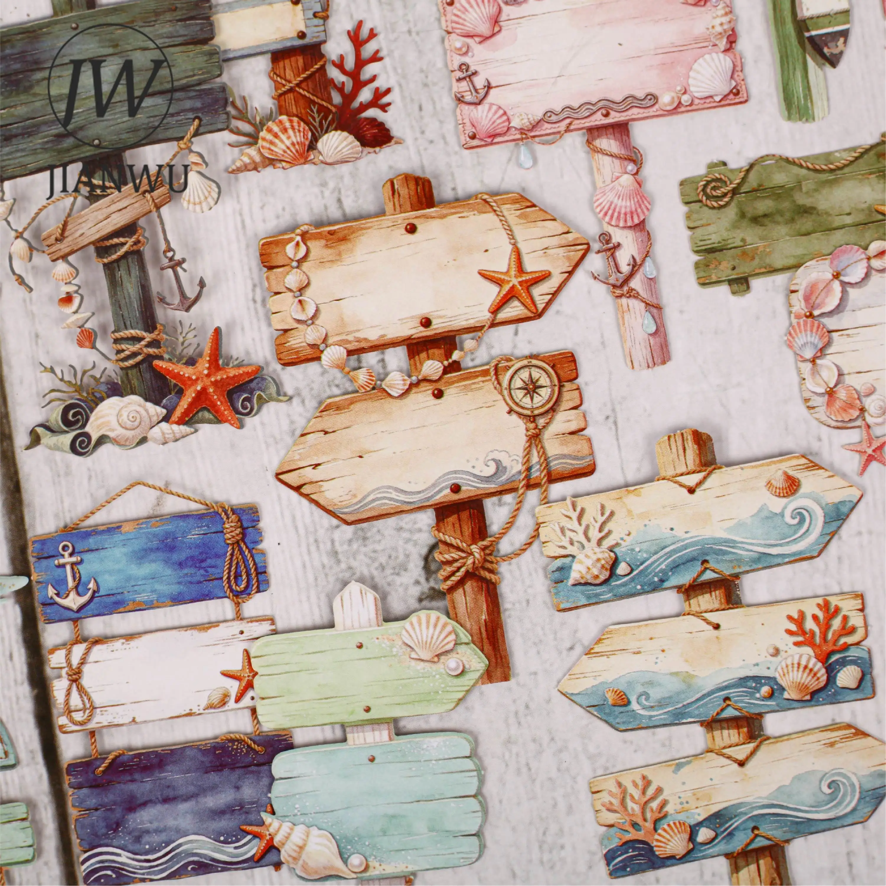 JIANWU Vintage Wooden Signboard Landscape Material Collage Scrapbooking Sticker Creative DIY Journal Stationery - view 2