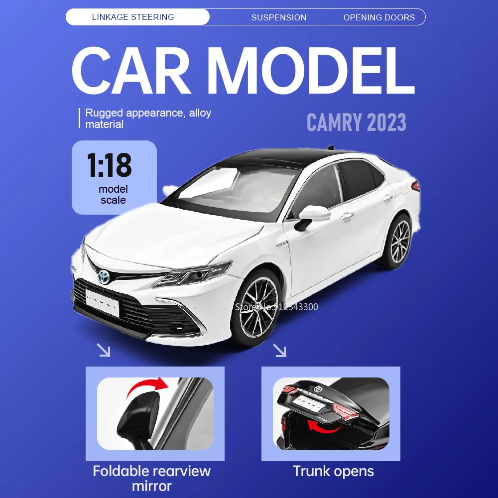 

Масштабная модель спортивного автомобиля Toyota Camry/Camaro 1:18 с откидными зеркалами заднего вида, высокодетализированная, для детей, в подарок