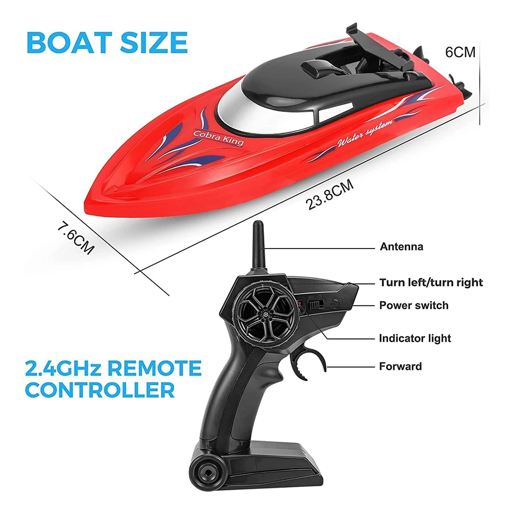 Paquete de 2 barcos con batería RH701 RC, 2,4 Ghz, 25 km/h, Barco de carreras con Control remoto de alta velocidad, barco de velocidad del agua, modelo de juguete para niños