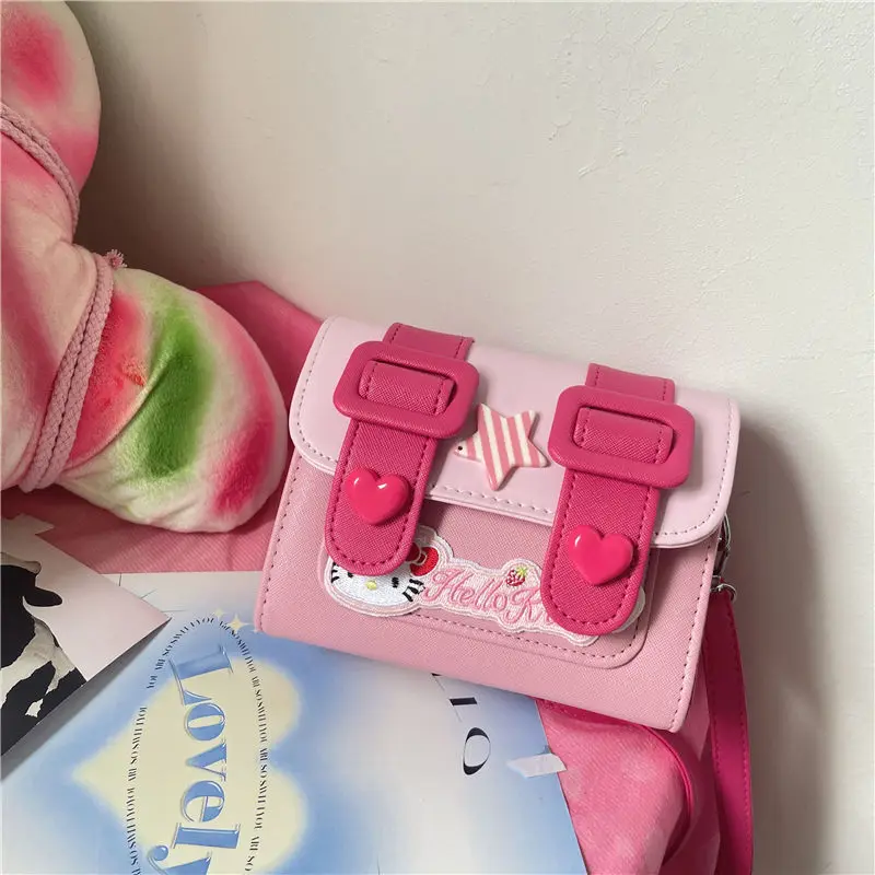 2023 New Fashion Hellokittys Thailand Cambridge Bag Women's Summer Contrast Color Square Bag Red Bag Ins Crossbody Bag Anime Toy