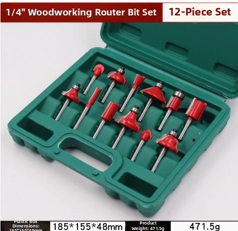 Woodworking Router Bit Collection 15-Piece Set with 1/4 Inch Shank Compatible with Common Handheld Routers and CNC Milling Tools