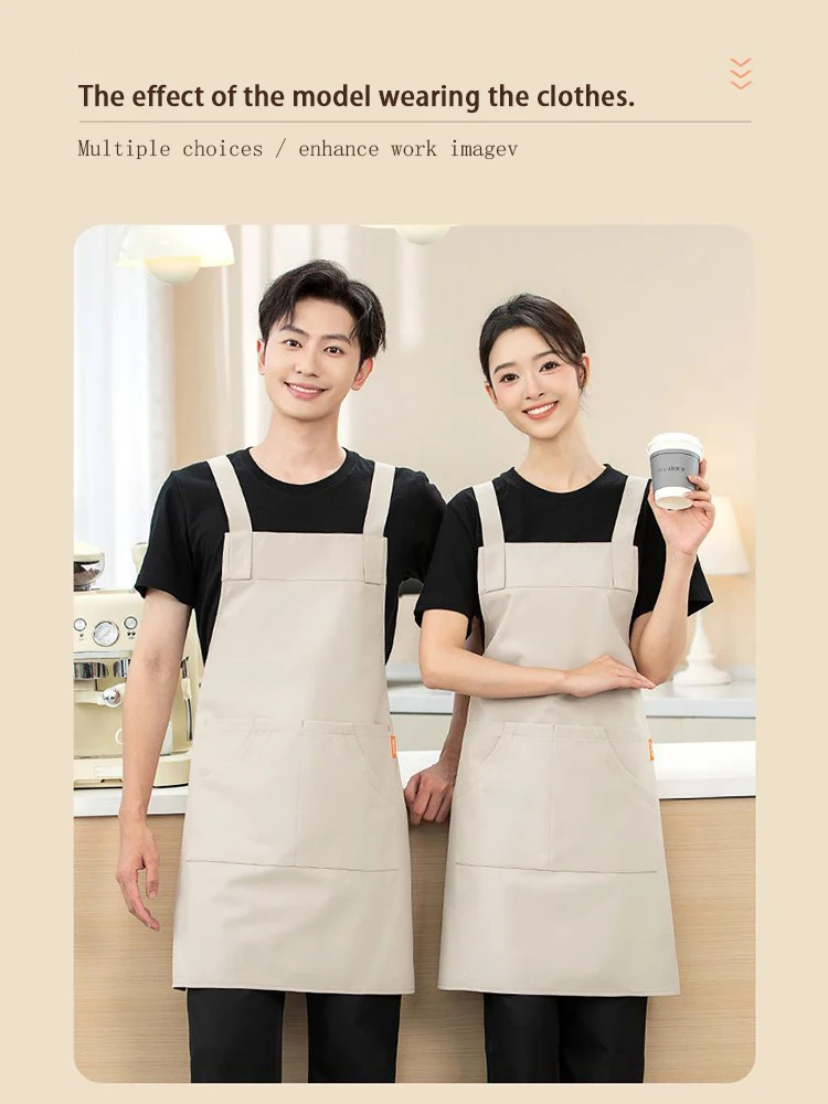 Apron Kerja Profesional dengan Tali Silang, Nyaman di Bahu, Bahan Bernapas dengan Penyesuaian Fleksibel untuk Pemakaian Lama di Dapur yang Panas