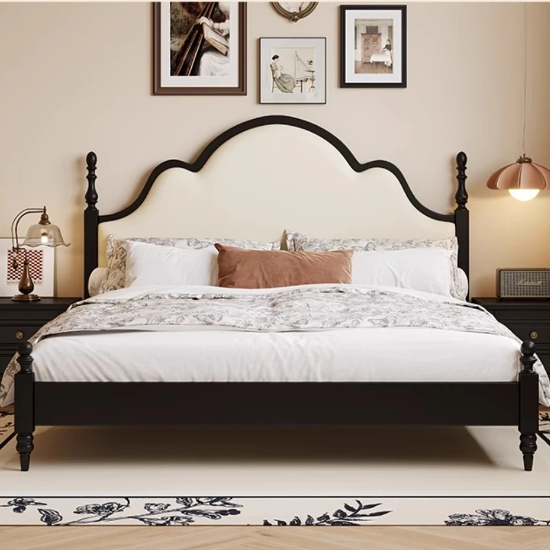 

Wooden Retro Double Beds Luxury Designer Home Storage Upholstered Bed Bed Adult Couples Cama Box Casal Bed Room Furnitures Set
