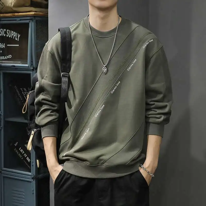 

Новая высококачественная мужская толстовка с длинными рукавами, свободная и универсальная модная брендовая повседневная куртка с круглым вырезом