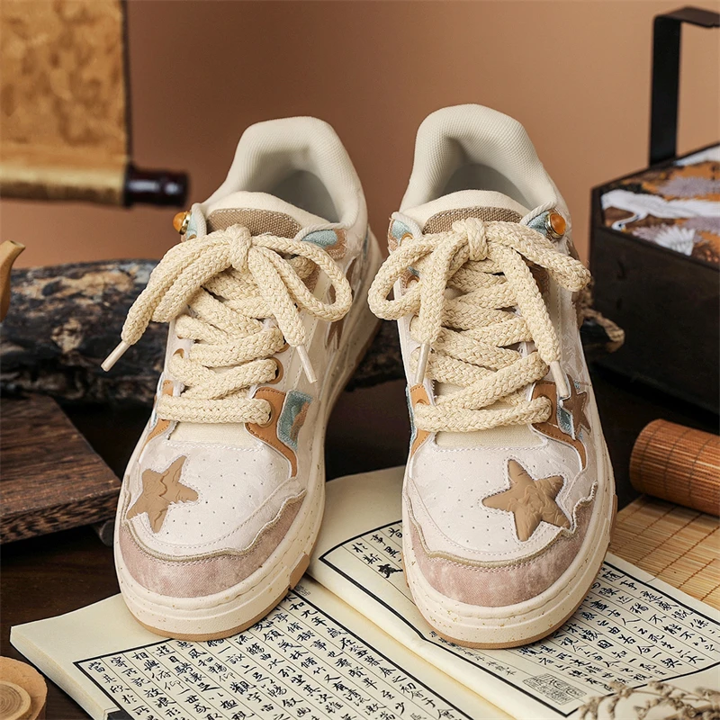 

Men's Color-blocked Star Pattern New Fashion Brand Original Design Low-top Round-toe Vulcanized Casual Walking Sneakers