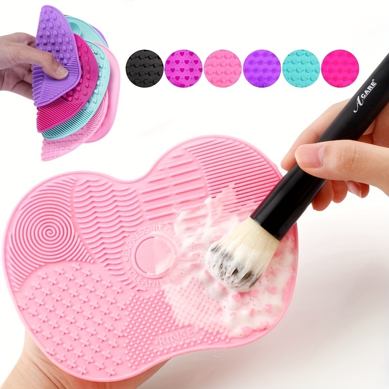  1Pc Silicone Apple-Shaped Makeup Brush Cleaner Pad With Suction Cup For Effective Cosmetic Tool Cleaning Acetohydroxamic acid 