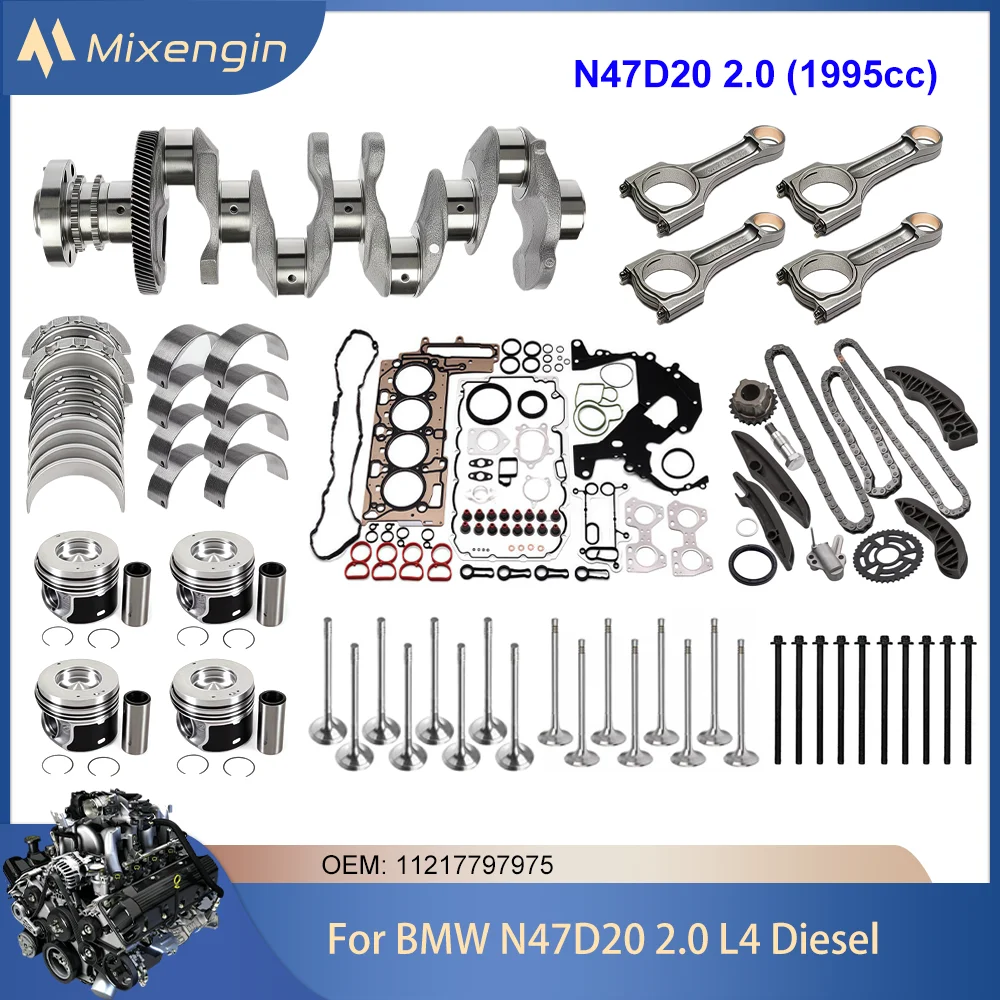 Engine Crankshaft Piston connecting rod Gasket Set Timing Chian Kit Fit 2.0 N47D20 N47 Diesel For BMW X1 X3 X5 320d 120d 2.0L
