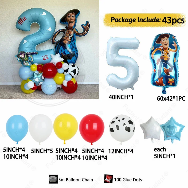 43 stks Cartoon Buzz Lightyear Toy Story Ballon Set voor Kinderen Verjaardagsfeestje Kleur Latex Ballon Decoraties Benodigdheden Baby Douche