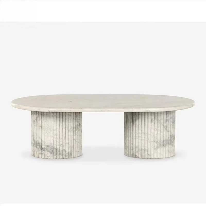 Modern Design Indoor Casual Table for Home Hotel Calcite Big Slab Travertine Handcrafted Natural Stone Round Marble Coffee Table