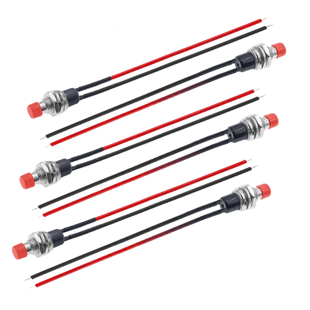 6 PCS  7mm Momentary  Push Button Switch  SPST 2 Pin  Round Button Contact  Switch  With  Pre-soldered  Wire