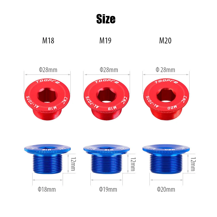 MTB Bike Bicycle M18 M19 M20 Crank Cover Bolt Crankset Cap Screw For Intergrated Hollow Crank Arm Aluminum Alloy